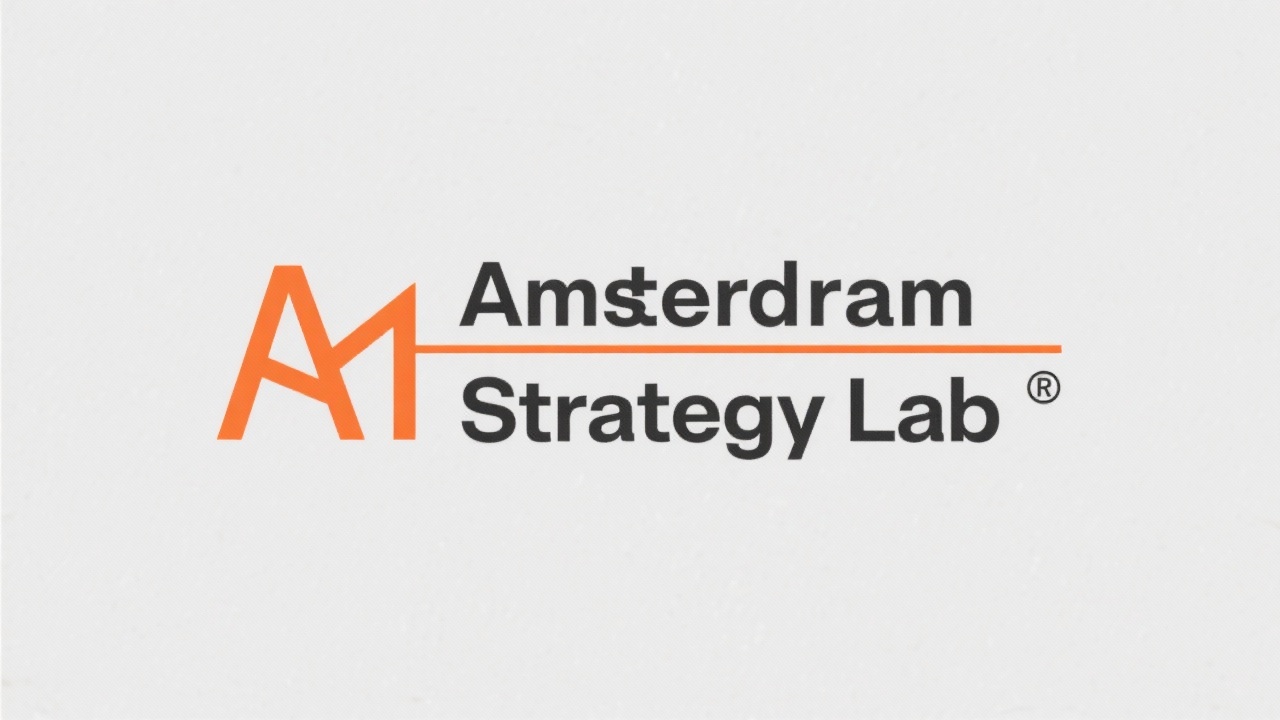 Minimalist Amsterdam Strategy Lab wordmark with clean sans-serif typography and subtle orange accent line representing straightforward consultancy identity and focus on clarity for growth.